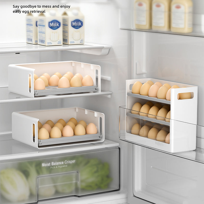 Multi-Layer Foldable Refrigerator Door Egg Organizer