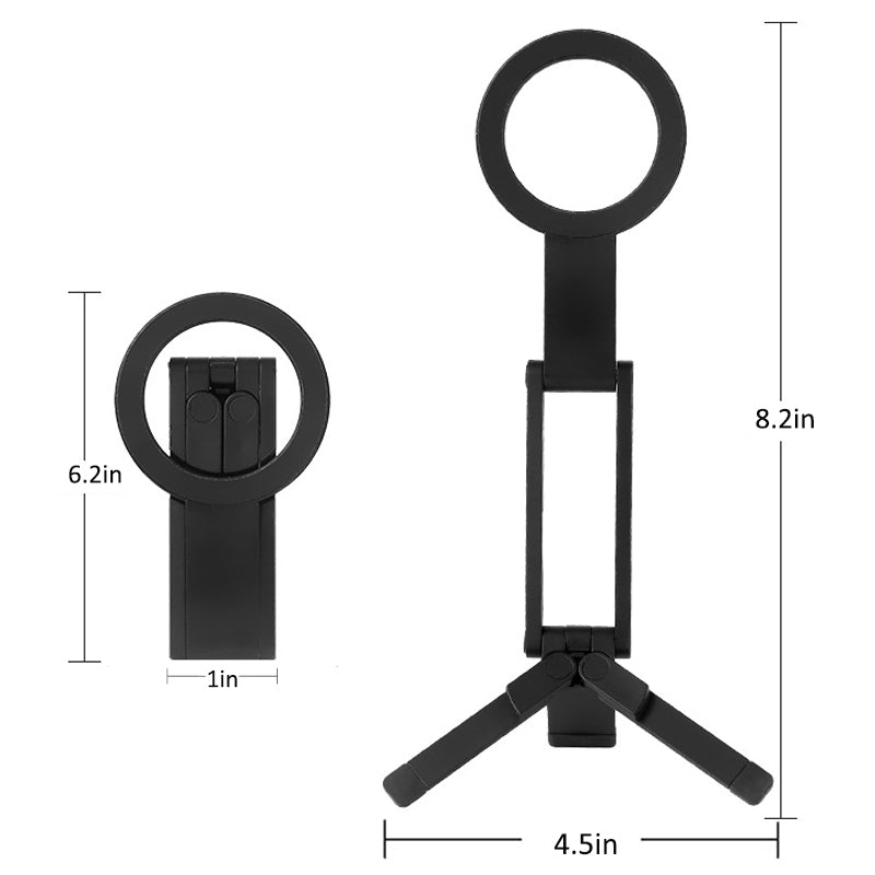 Dual-Sided Magnetic Phone Stand, 180° Rotating Foldable Tripod with Strong Base & Hanging Hook