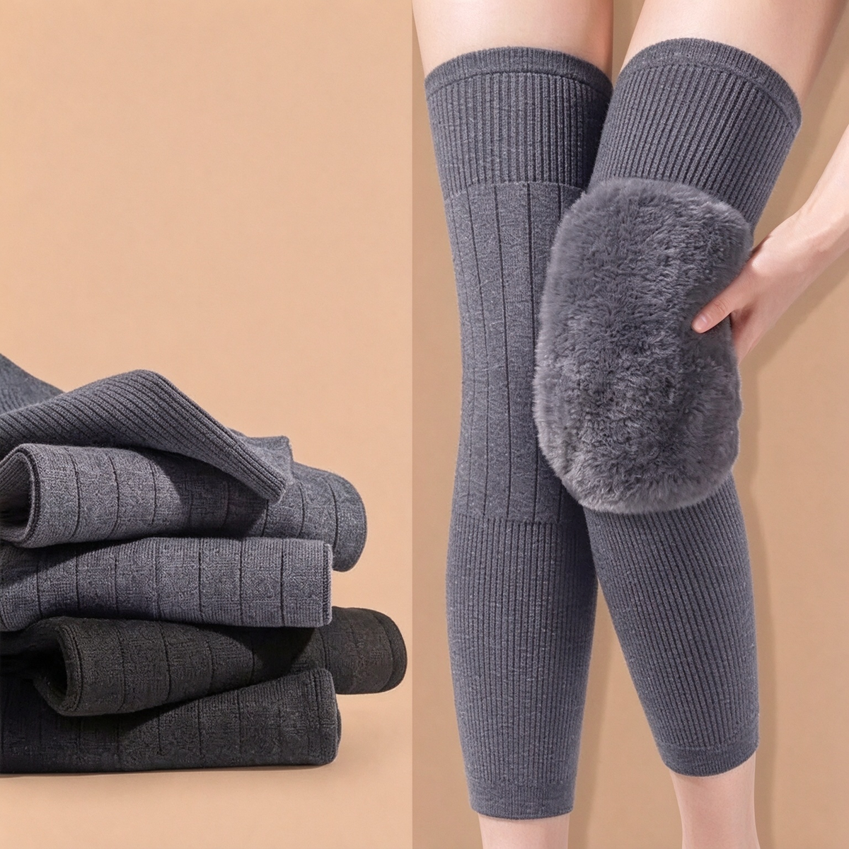 Extra-Long Wool Thermal Knee Warmers