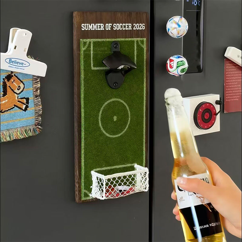 Soccer Field Wall Bottle Opener with Cap Catcher