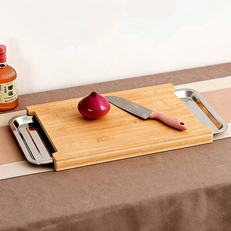 Bamboo Cutting Board with Built-In Pull-Out Tray