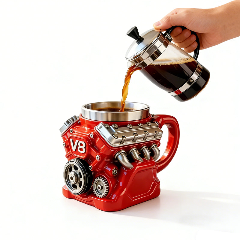 V8 Engine Coffee Cup – Double Insulated Mug for Hot & Cold Drinks