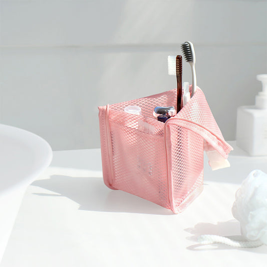 Portable Stand-Up Travel Makeup & Toiletry Bag – Breathable Mesh