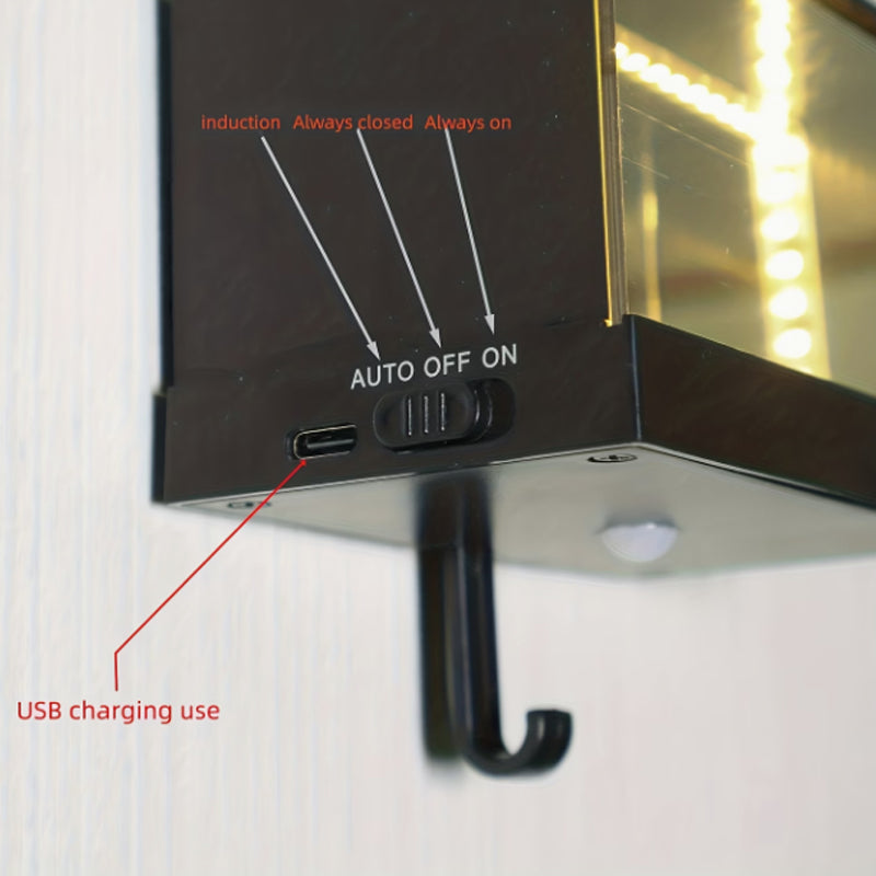 Wall-Mounted Mirror Key Hook – LED Infinity Light for Car Lovers