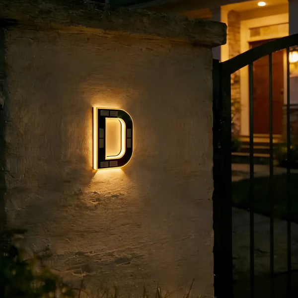 Solar Powered LED House Number Sign with Automatic Lighting