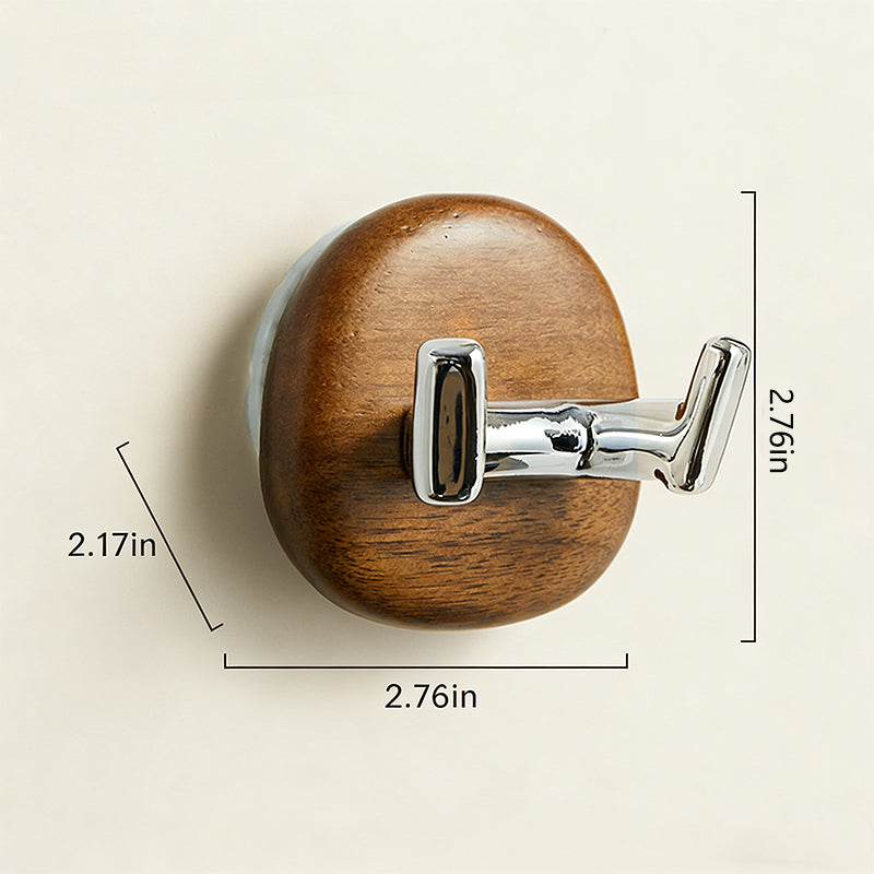 Premium Walnut Double Hook with Suction Cup – Removable & No Trace
