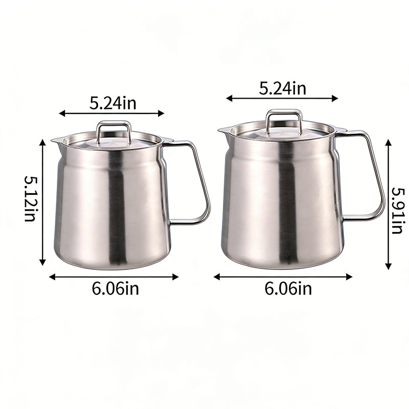 Food-Grade Stainless Steel Oil Storage Pot with Strainer & Frying Net