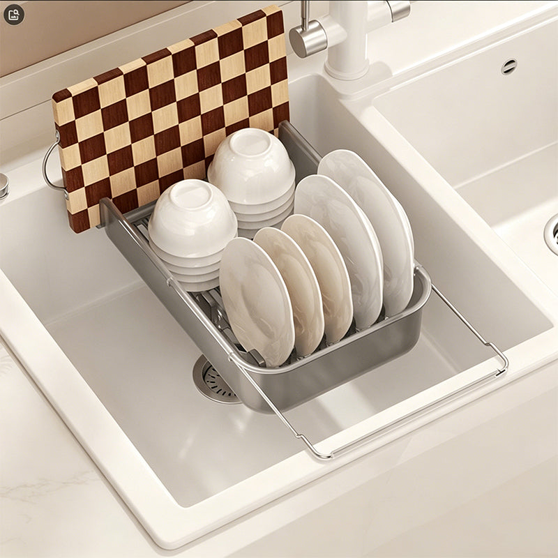 Large Capacity Expandable Over Sink Dish Drying Rack with Utensil Holder