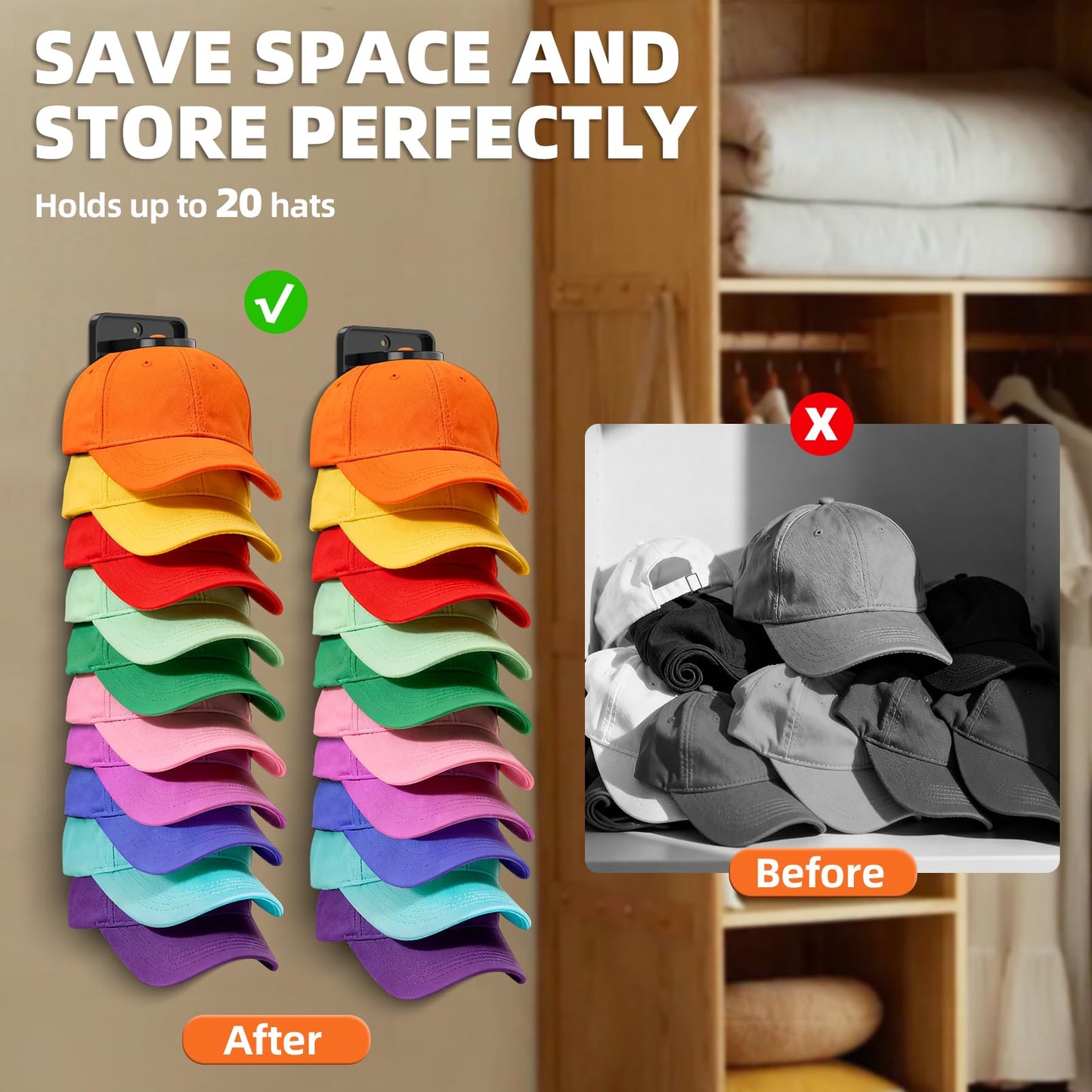 Wall Mounted Hat Organizer Rack