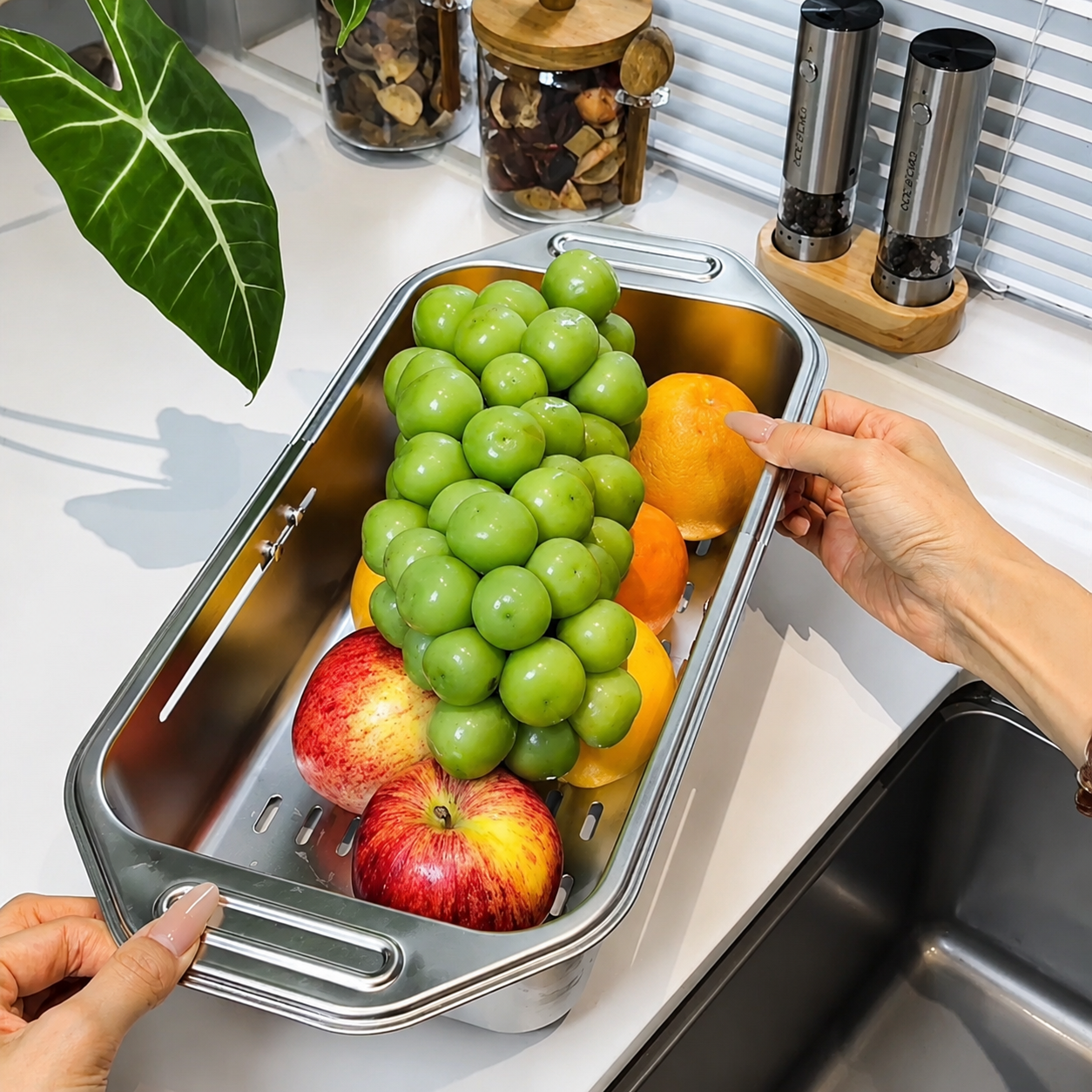 Expandable Stainless Steel Sink Colander Rack