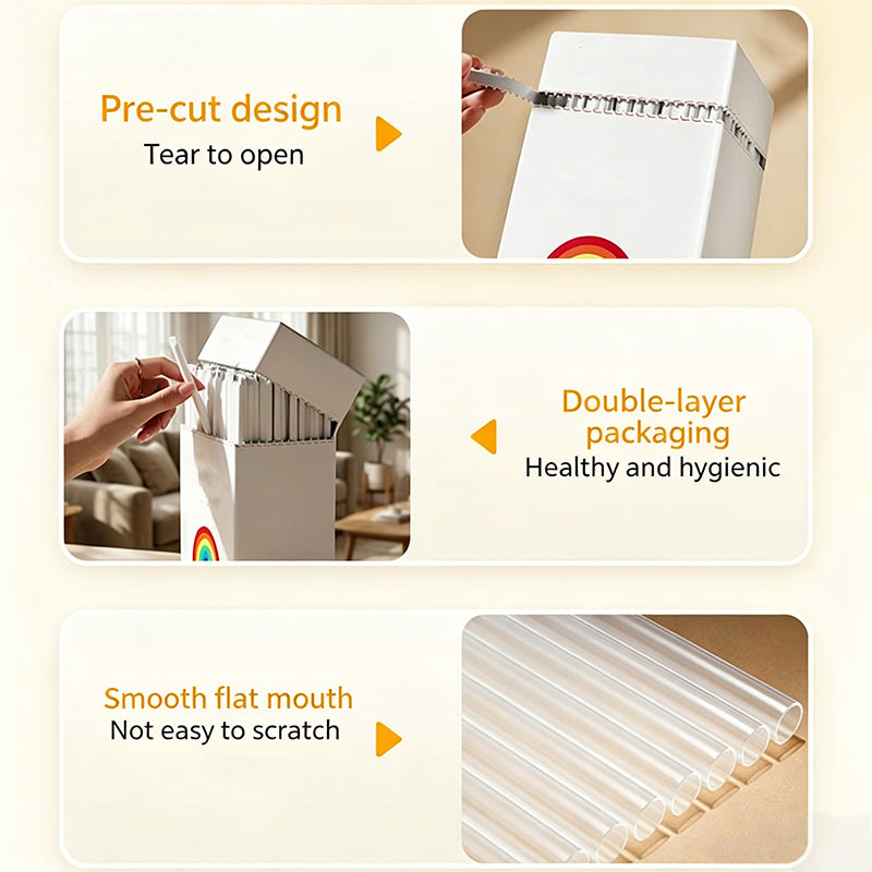 Individually Wrapped Food-Grade 360° Flexible Disposable Straws