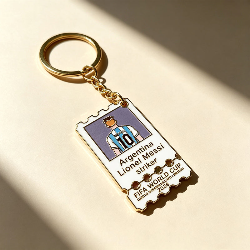 Metal Football Star Stamp Keychain