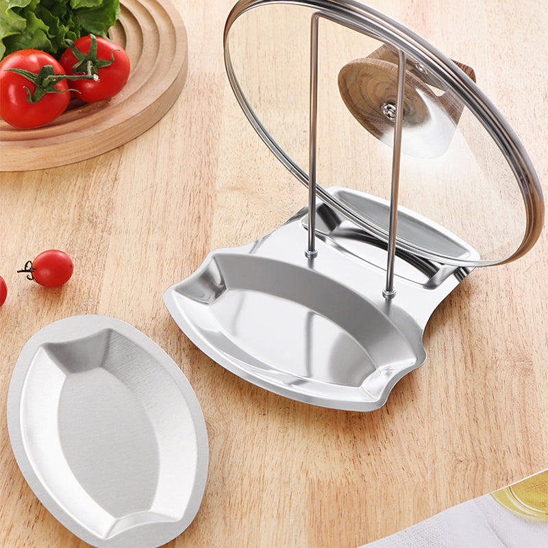 Stainless Steel Pot Lid & Utensil Holder with Drip Tray