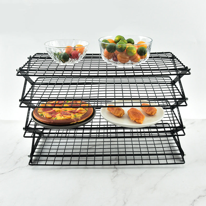 Multi-Layer Foldable Mesh Storage Rack with Adjustable Height