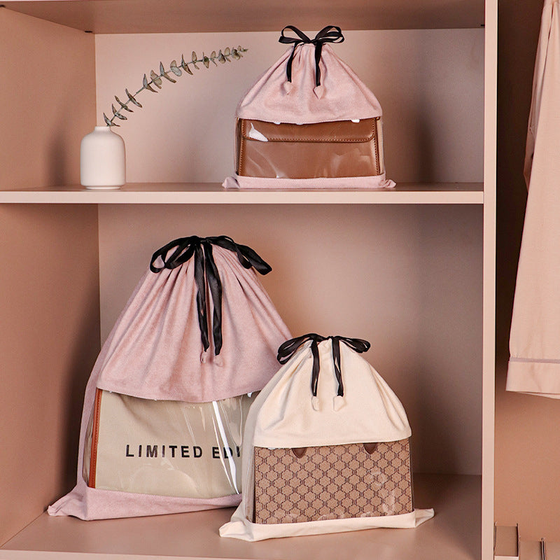 Velvet Dust Bag with Clear Window for Handbags