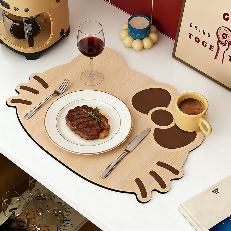 Absorbent & Heat-Resistant Cat Wood Grain Drain Mat
