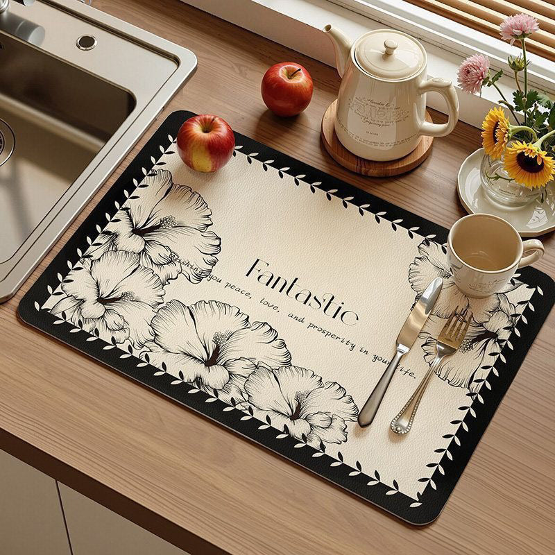 Premium Nappa Leather Quick-Dry Dish Drying Mat