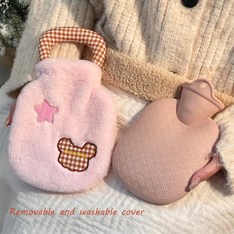Cozy Plush Hot Water Bottle with Removable Cover
