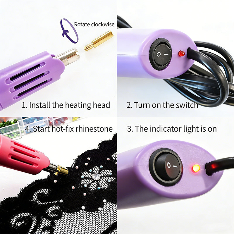 Portable DIY Rhinestone Applicator with Interchangeable Tips