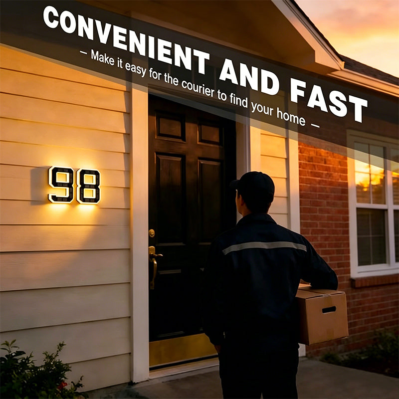 Solar Powered LED House Number Sign with Automatic Lighting
