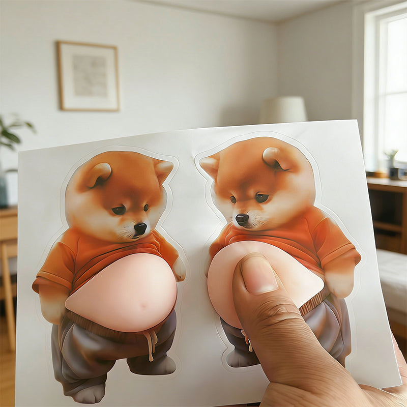 3D Big Belly Puppy Silicone Anti-Collision Wall Sticker