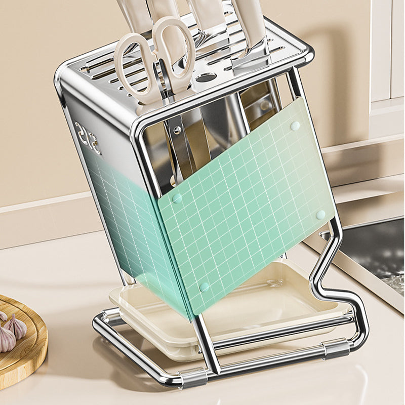 Ventilated Stainless Steel Knife Holder with Removable Drip Tray