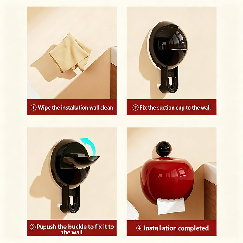 No-Drill Apple Suction Cup Tissue Holder with Aromatherapy