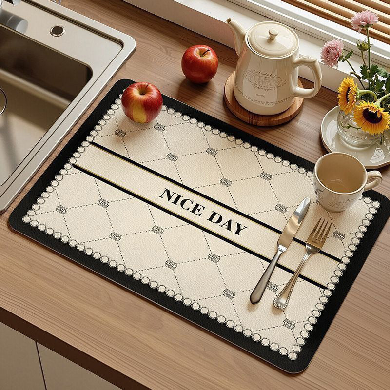 Premium Nappa Leather Quick-Dry Dish Drying Mat