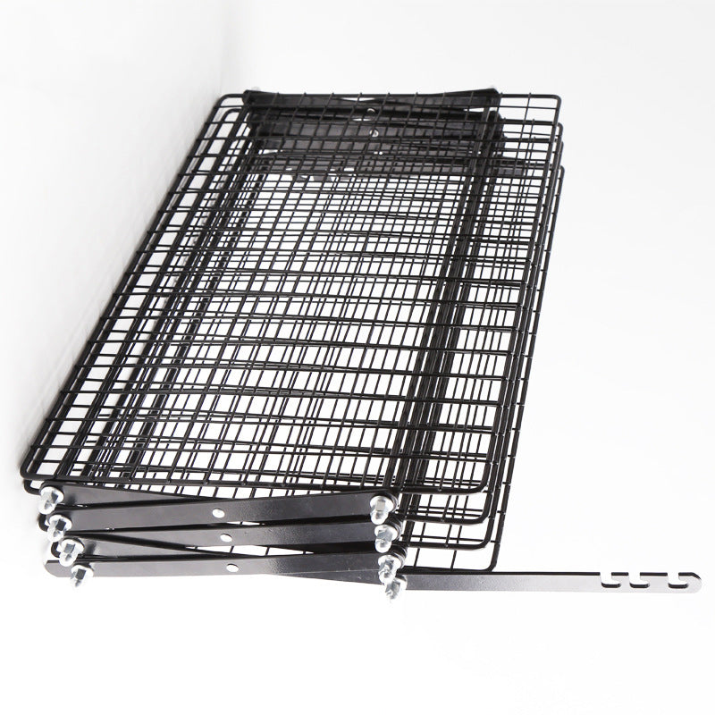 Multi-Layer Foldable Mesh Storage Rack with Adjustable Height