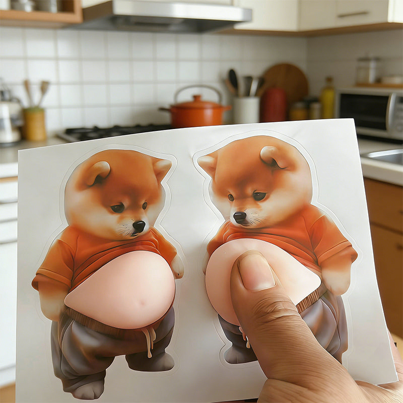 3D Big Belly Puppy Silicone Anti-Collision Wall Sticker