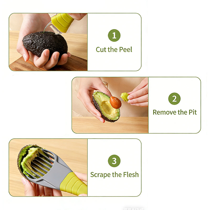 3-in-1 Avocado Tool – Cutter, Pitter & Slicer