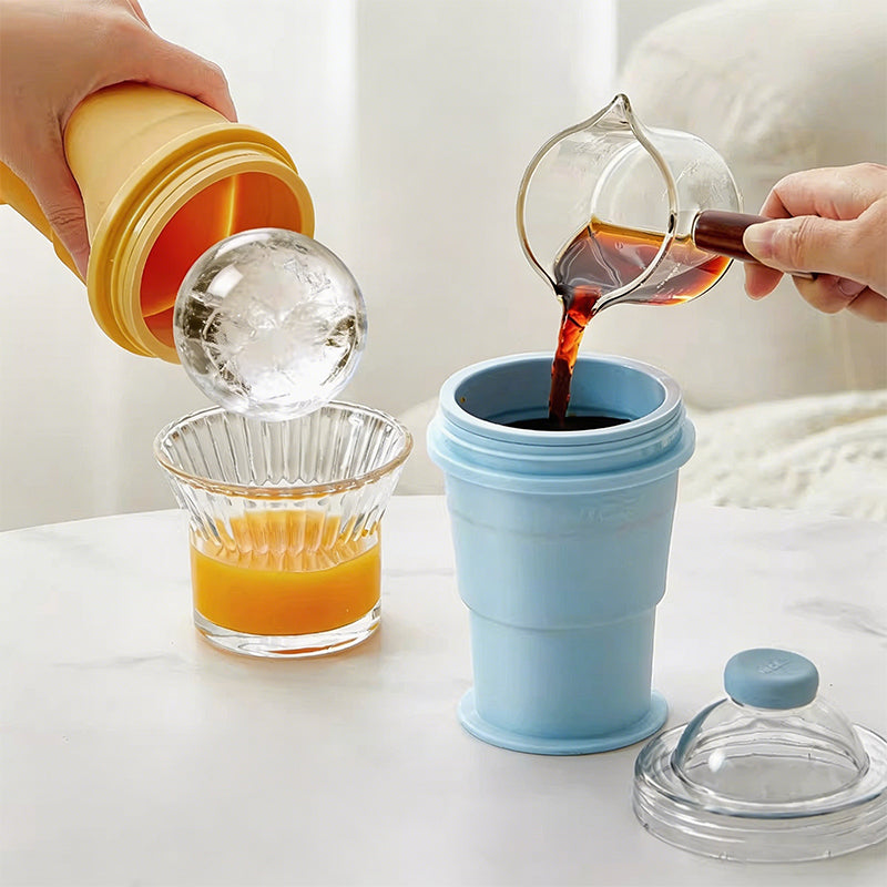 Foldable Ice Ball Cup – 2-in-1 Ice Maker & Drinking Bottle