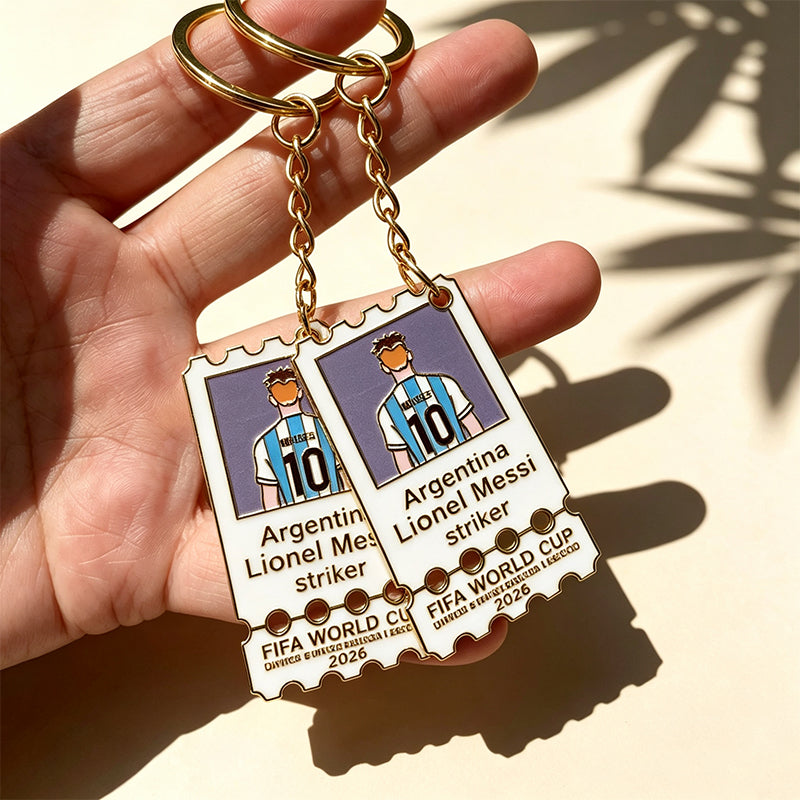 Metal Football Star Stamp Keychain