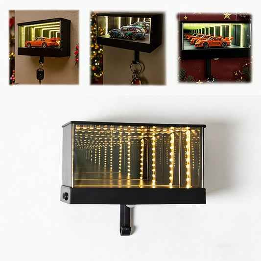 Wall-Mounted Mirror Key Hook – LED Infinity Light for Car Lovers