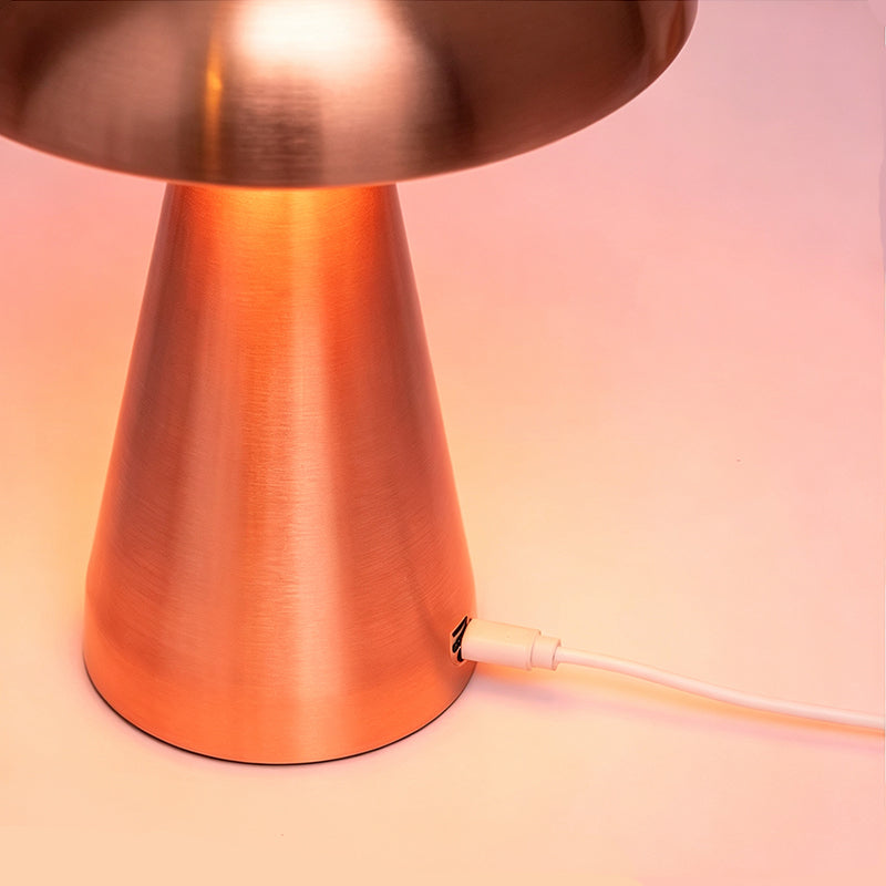Rechargeable Metal Mushroom Table Lamp with Touch Dimming
