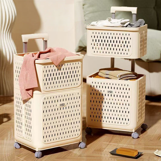 Expandable & Foldable Dual-Layer Laundry Hamper with Swivel Wheels