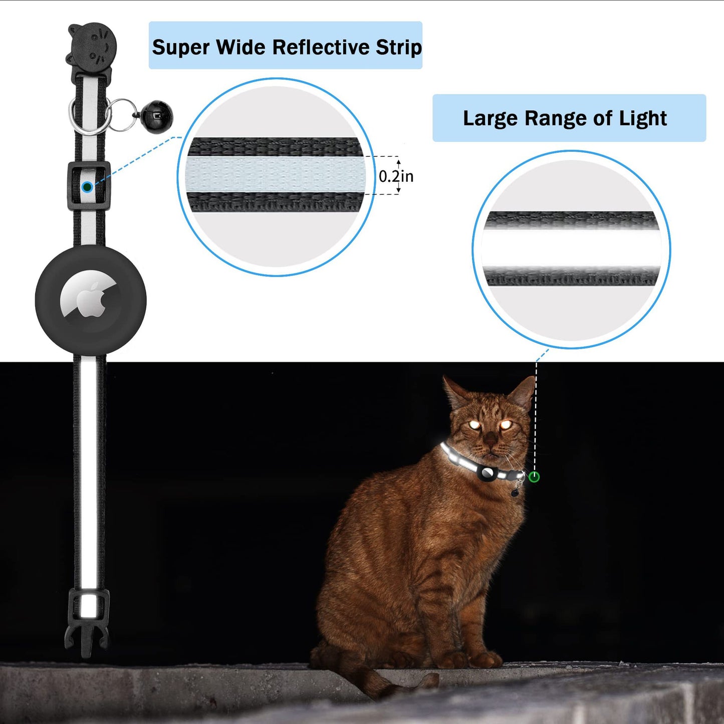 Reflective Waterproof Pet Tracking Collar for AirTag