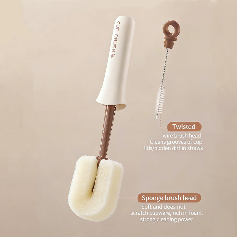 Long Handle Cup Brush – Sponge Head & Straw Brush