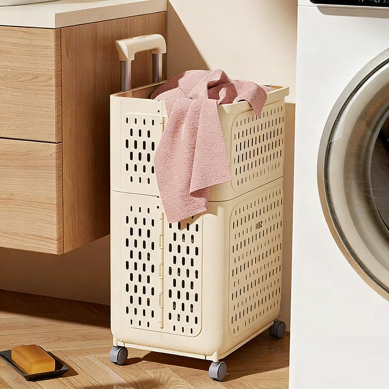 Expandable & Foldable Dual-Layer Laundry Hamper with Swivel Wheels