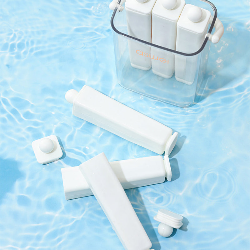Silicone Ice Stick Tray with Individual Covered Molds & Storage Bucket with Handle