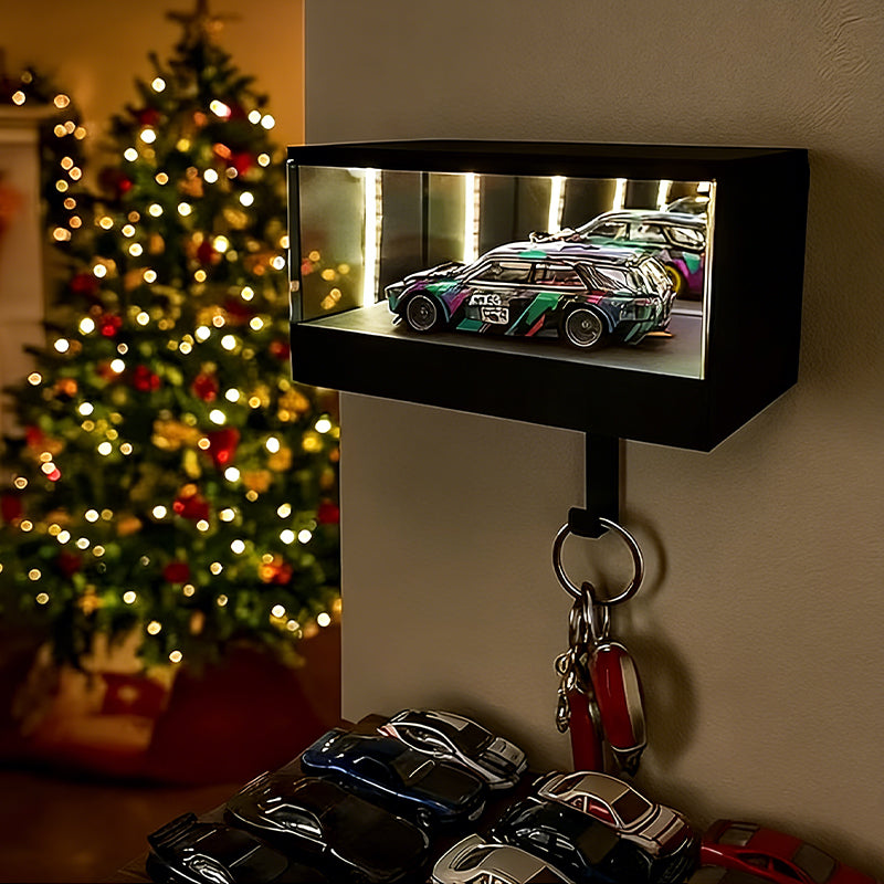 Wall-Mounted Mirror Key Hook – LED Infinity Light for Car Lovers