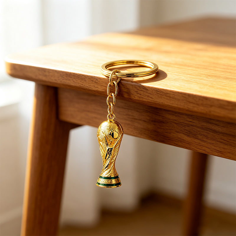 Mini Gold Trophy Keychain for Soccer Fans