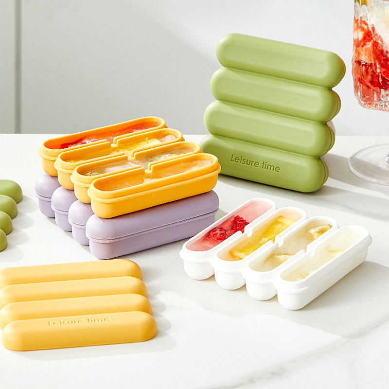 4-Grid Silicone Ice Stick Tray with Lid