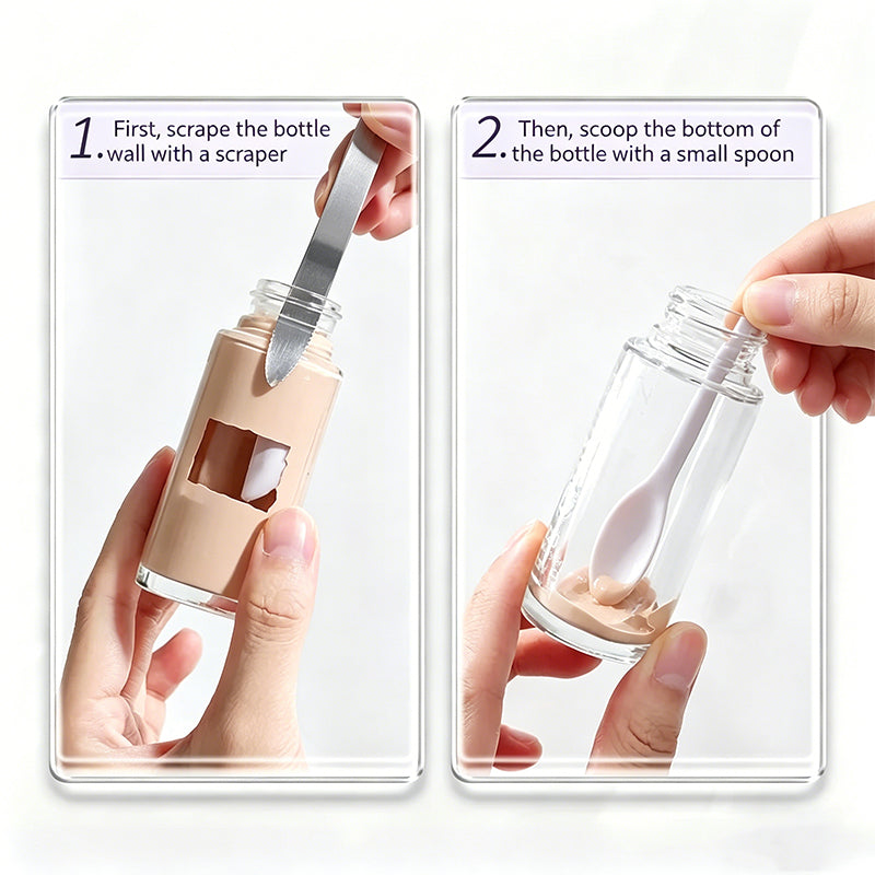Dual-Ended Silicone Bottle & Jar Scraper for Skincare & Kitchen Use