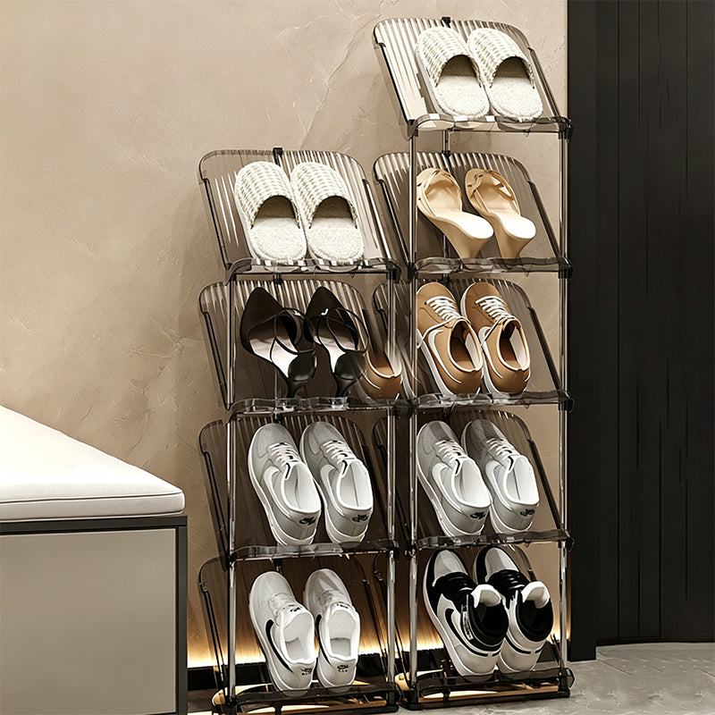 Space-Saving Slim Vertical Rattan Shoe Rack Organizer
