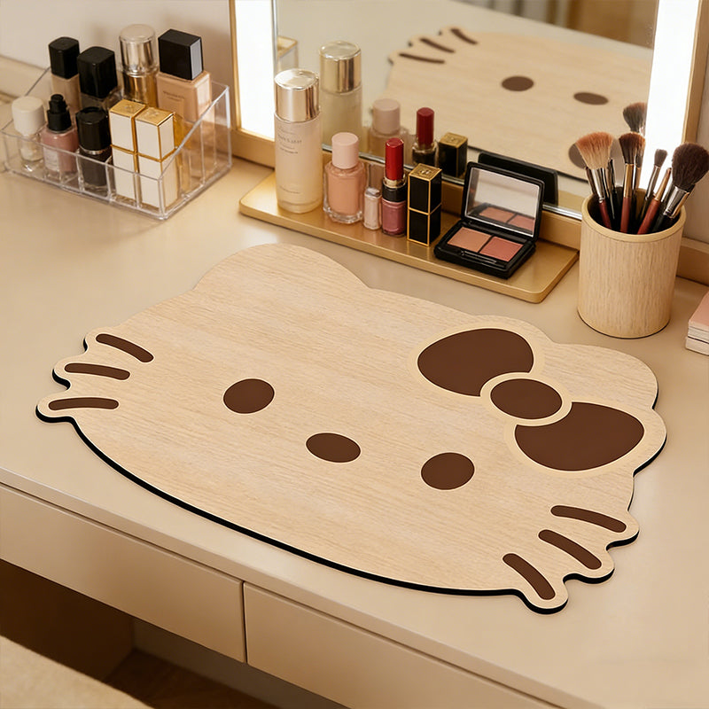 Absorbent & Heat-Resistant Cat Wood Grain Drain Mat