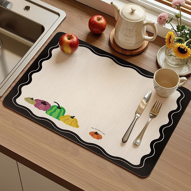 Premium Nappa Leather Quick-Dry Dish Drying Mat