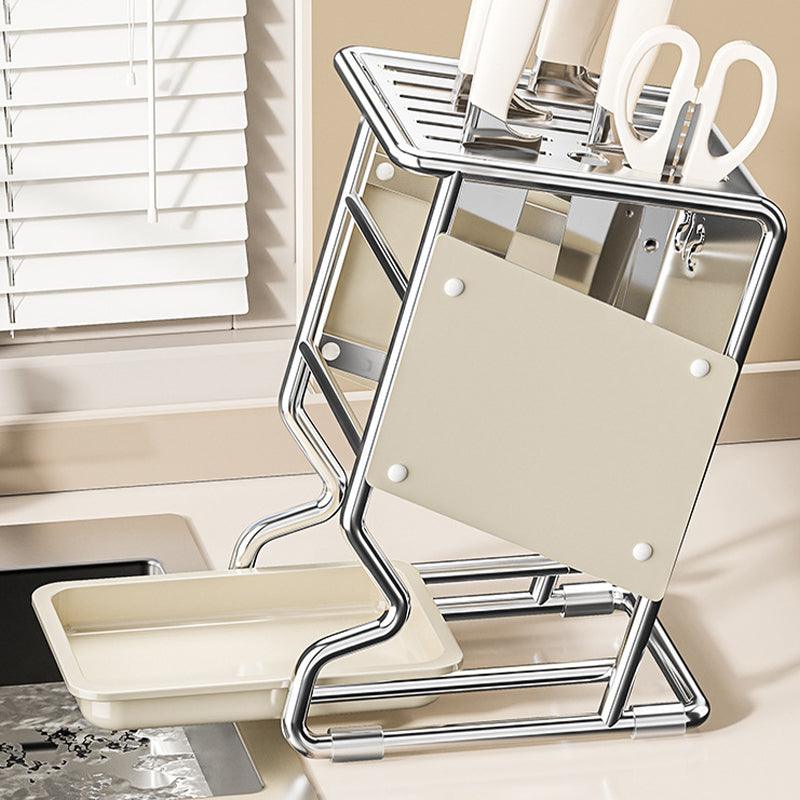 Ventilated Stainless Steel Knife Holder with Removable Drip Tray