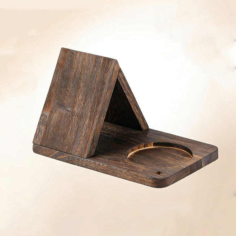 Triangle Wooden Book Stand with Cup & Pen Slots