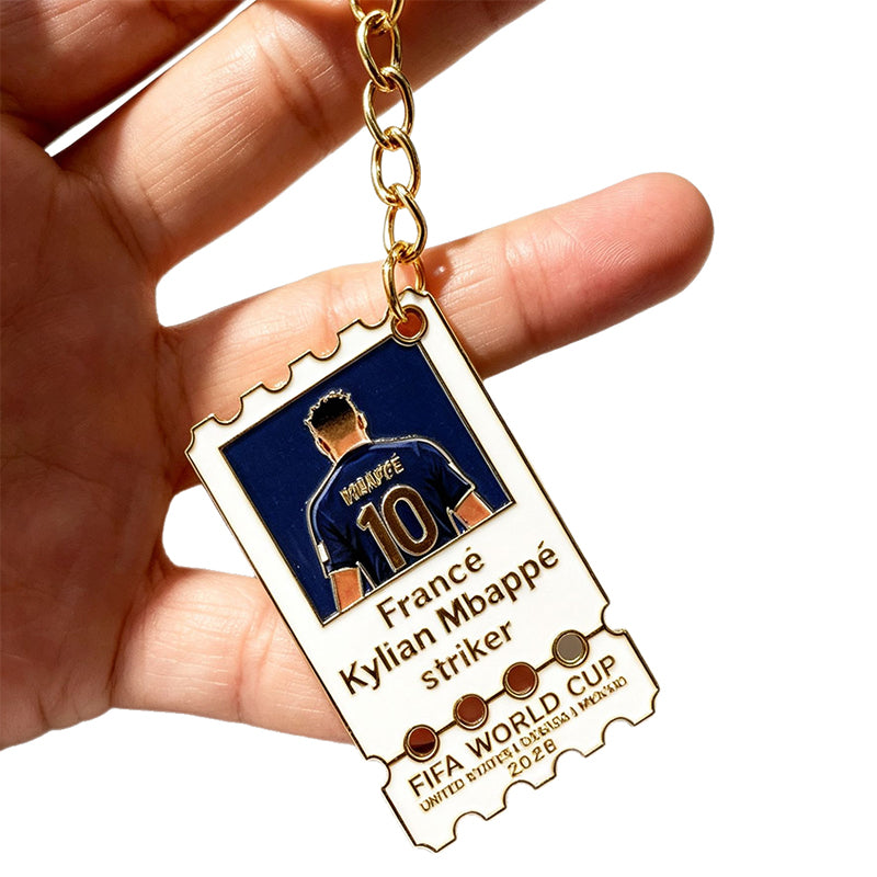 Metal Football Star Stamp Keychain